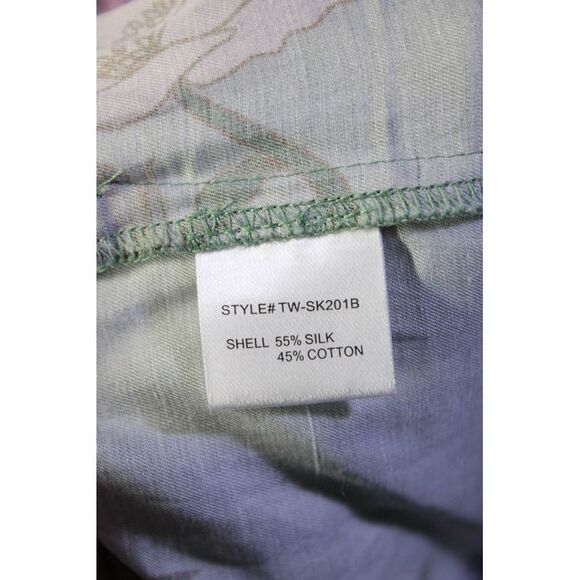 The Westside Womens Silk Floral Print Tiered Elastic A-Line Skirt Green Size XS - Picture 5 of 6